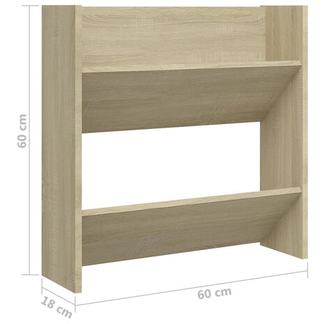 Wandschoenenkast 60x18x60 cm spaanplaat sonoma eikenkleurig 6