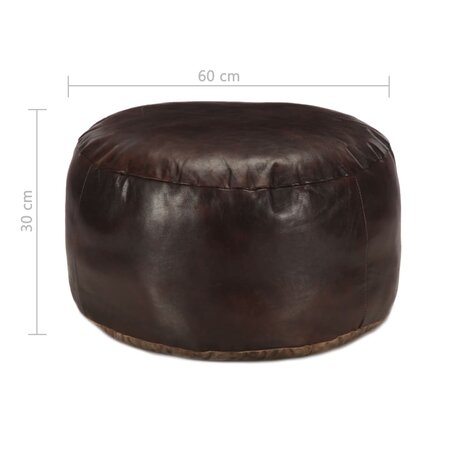 Poef 60x30 cm echt geitenleer donkerbruin 3