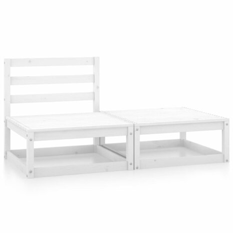 2-delige Loungeset massief grenenhout wit 1