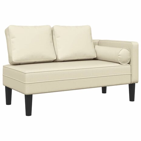 Chaise longue met kussens kunstleer crème 2