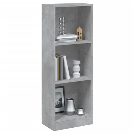 Boekenkast met 3 schappen 40x24x109 cm bewerkt hout betongrijs 1