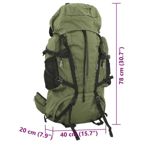 Wandelrugzak 80 L oxford stof legergroen 8