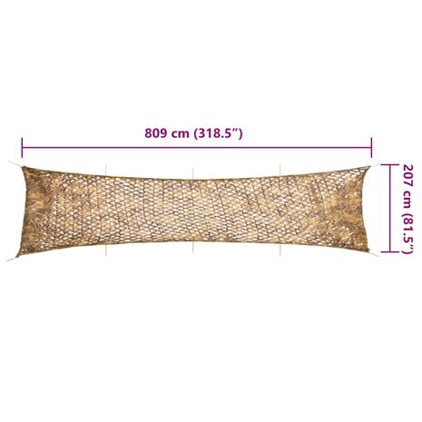Camouflagenet met opbergzak 809x207 cm zandkleurig 7