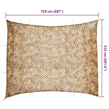 Camouflagenet met opbergzak 729x602 cm zandkleurig 7