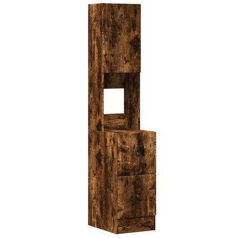 Keukenkast 35x50x180 cm bewerkt hout gerookt eikenkleurig 2