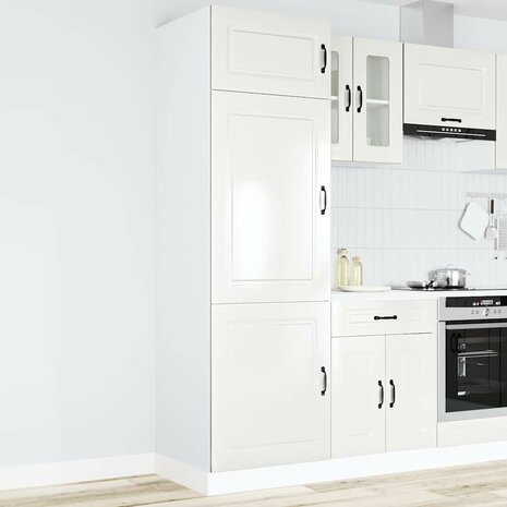 Keukenkast Kalmar bewerkt hout hoogglans wit 1