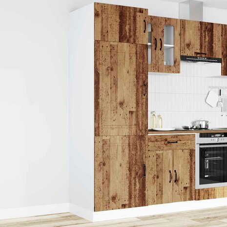 Keukenkast Kalmar bewerkt hout oud houtkleurig 1