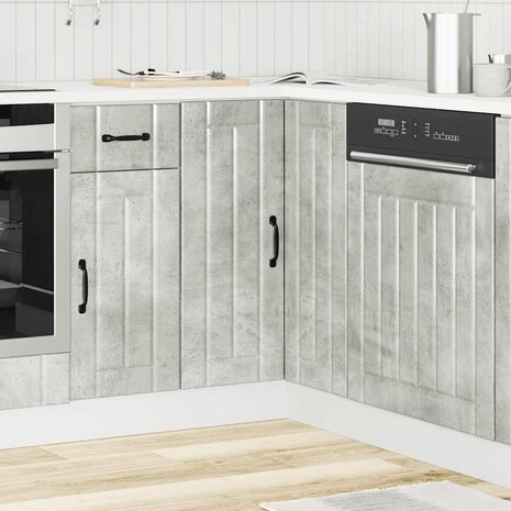 Keuken hoekonderkast Lucca bewerkt hout betongrijs 3