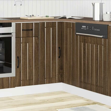 Keuken hoekonderkast Lucca bewerkt hout bruin eikenkleur 3
