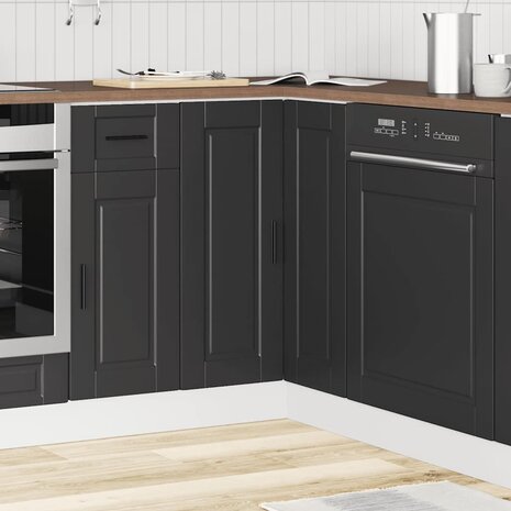 Keuken hoekonderkast "Porto" bewerkt hout zwart 3