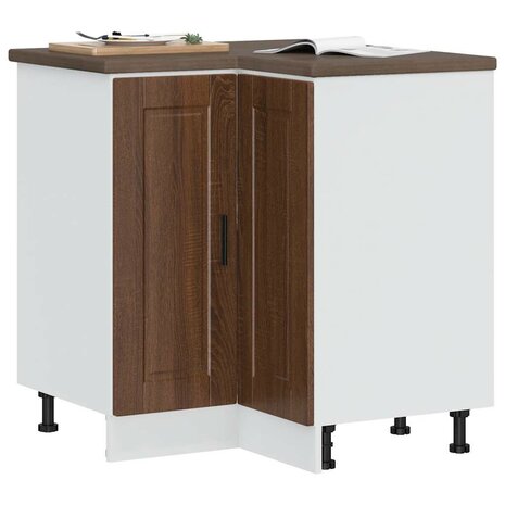 Keuken hoekonderkast "Porto" bewerkt hout bruin eikenkleur 1