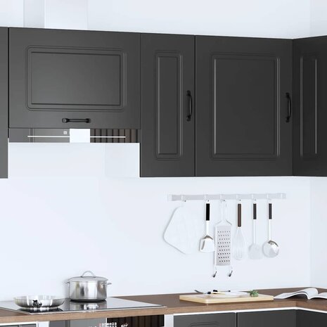 Keukenwandkast Kalmar bewerkt hout zwart 3