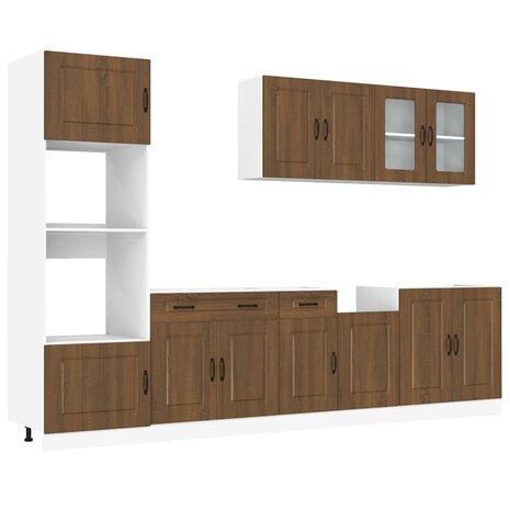 7-delige Keukenkastenset Kalmar bewerkt hout bruin eikenkleur 2