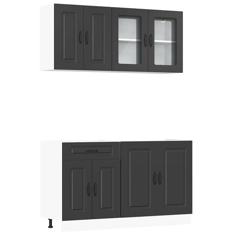 4-delige Keukenkastenset Kalmar bewerkt hout zwart 2