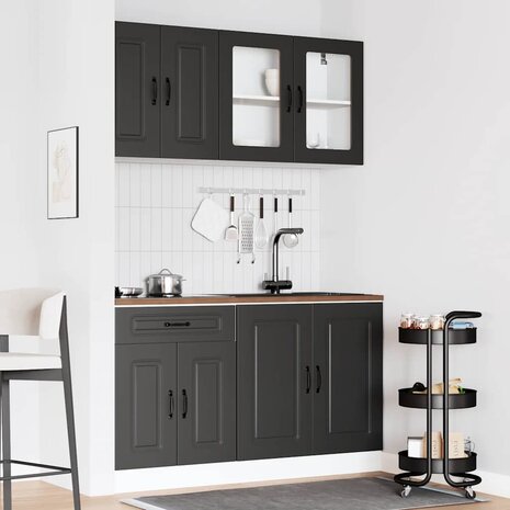 4-delige Keukenkastenset Kalmar bewerkt hout zwart 3