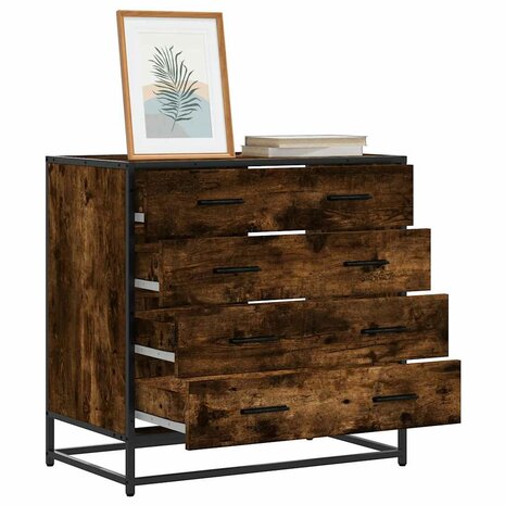 Ladekast 70x41x70 cm bewerkt hout gerookt eikenkleurig 1