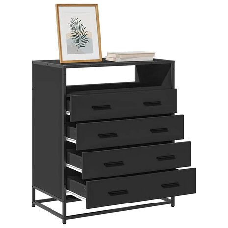 Ladekast 70x41x83,5 cm bewerkt hout zwart 1