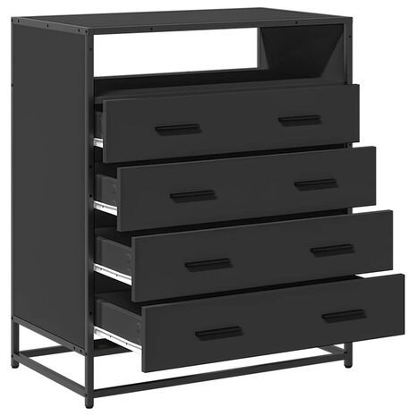 Ladekast 70x41x83,5 cm bewerkt hout zwart 5