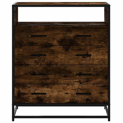 Ladekast 70x41x83,5 cm bewerkt hout gerookt eikenkleurig 4