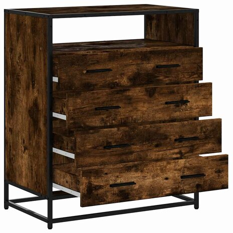 Ladekast 70x41x83,5 cm bewerkt hout gerookt eikenkleurig 5