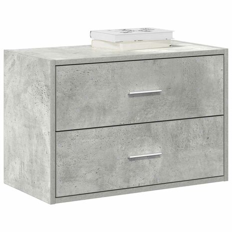 Kast met 2 lades 60x31x40 cm bewerkt hout betongrijs 1