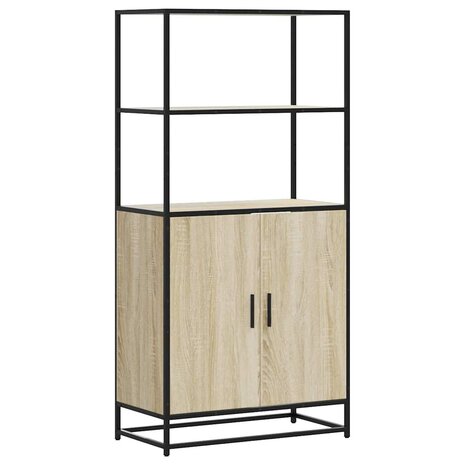 Hoge kast 68x35x139 cm bewerkt hout en metaal zwart 2