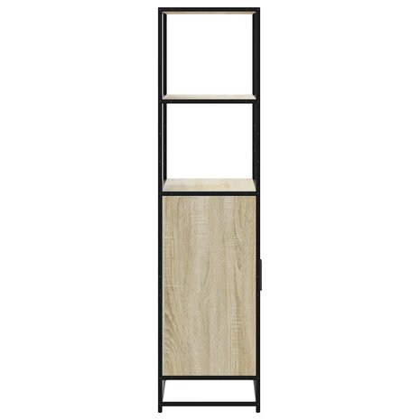 Hoge kast 68x35x139 cm bewerkt hout en metaal zwart 5