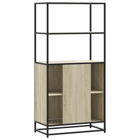Hoge kast 68x35x139 cm bewerkt hout en metaal zwart 6