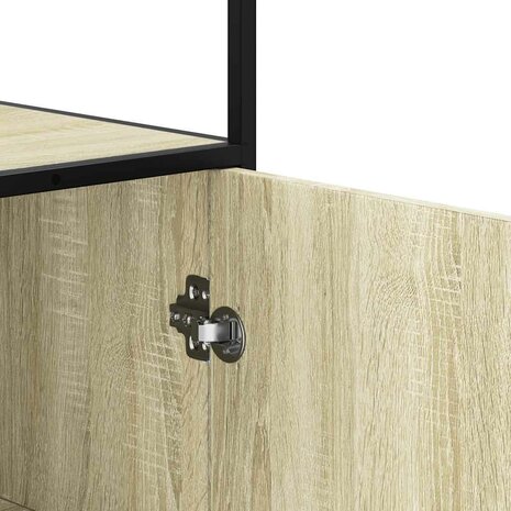 Hoge kast 68x35x139 cm bewerkt hout en metaal zwart 8