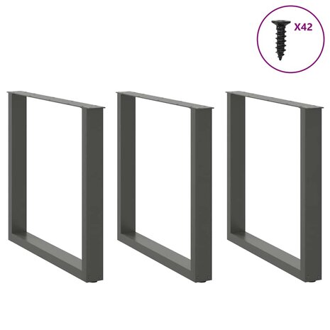 Salontafelpoten 3 st U-vormig 80x(72-73) cm staal antraciet 3
