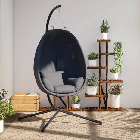 Hangstoel met standaard stof en staal antracietkleurig 1