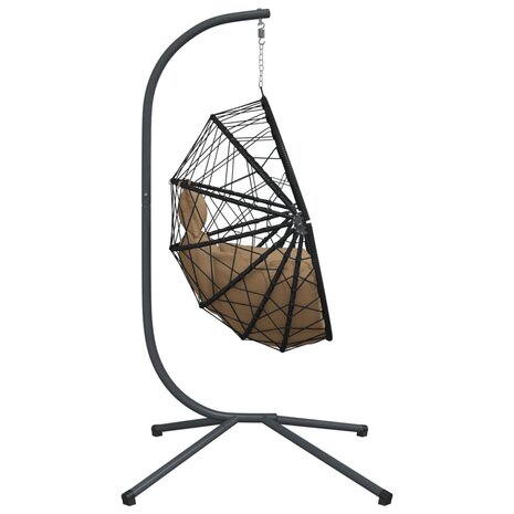 Hangstoel met standaard rattan en staal taupe 5