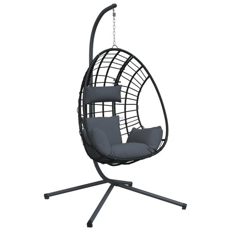 Hangstoel met standaard rattan en staal antracietkleurig 2