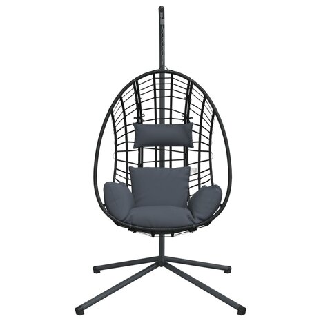 Hangstoel met standaard rattan en staal antracietkleurig 4