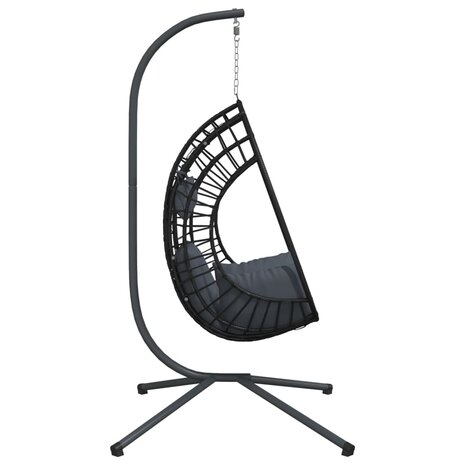 Hangstoel met standaard rattan en staal antracietkleurig 5