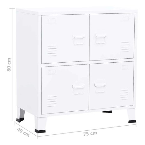 Opbergkast industrieel 75x40x80 cm staal wit 9