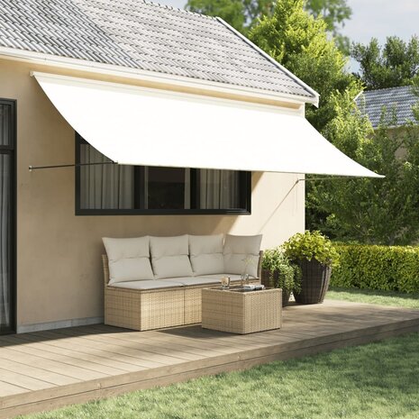 Luifel uittrekbaar 400x150 cm stof en staal crèmekleurig 1