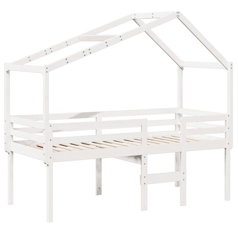 Hoogslaper met dak massief grenenhout wit 80x200 cm 3