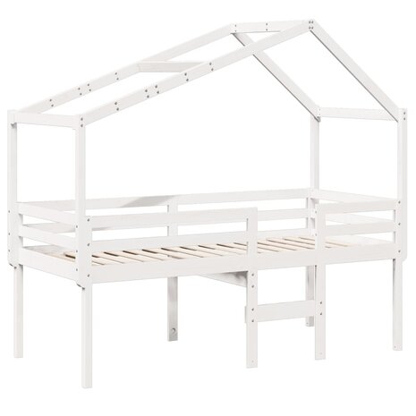 Hoogslaper met dak massief grenenhout wit 90x190 cm 3