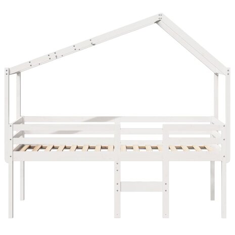 Hoogslaper met dak massief grenenhout wit 90x190 cm 4