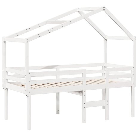 Hoogslaper met dak massief grenenhout wit 75x190 cm 3