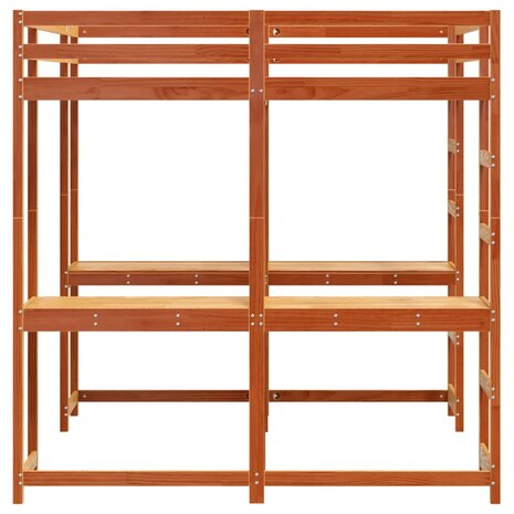 Hoogslaper met bureau en ladder grenenhout wasbruin 180x200 cm 6
