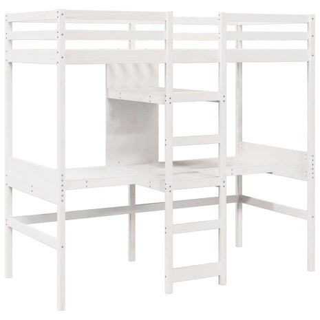 Hoogslaper zonder matras massief grenenhout wit 75x190 cm 3