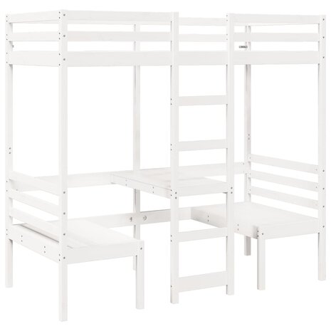 Hoogslaper met bureau en stoelen grenenhout wit 90x190 cm 2