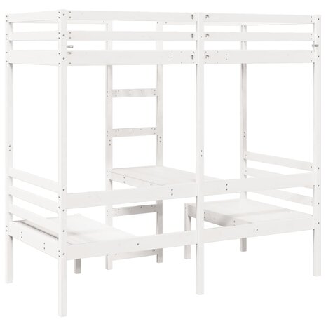 Hoogslaper met bureau en stoelen grenenhout wit 90x190 cm 7