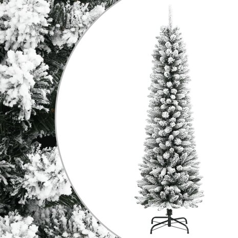 Kunstkerstboom met sneeuw smal 150 cm PVC en PE 1