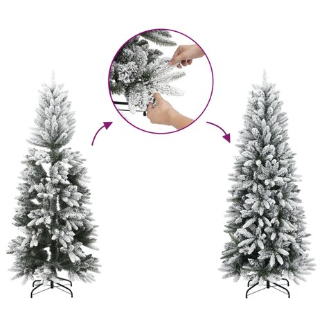 Kunstkerstboom met sneeuw smal 150 cm PVC en PE 3