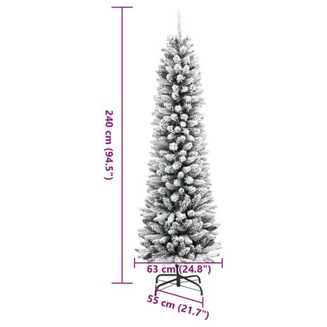 Kunstkerstboom met sneeuw smal 240 cm PVC en PE 8