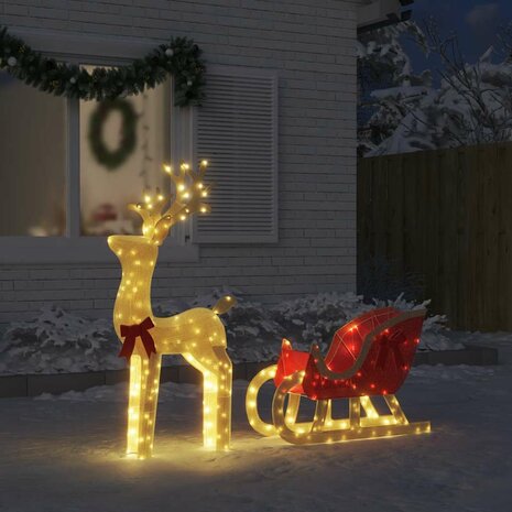 Kerstdecoratie rendier en slee 100 LED&apos;s warmwit 1