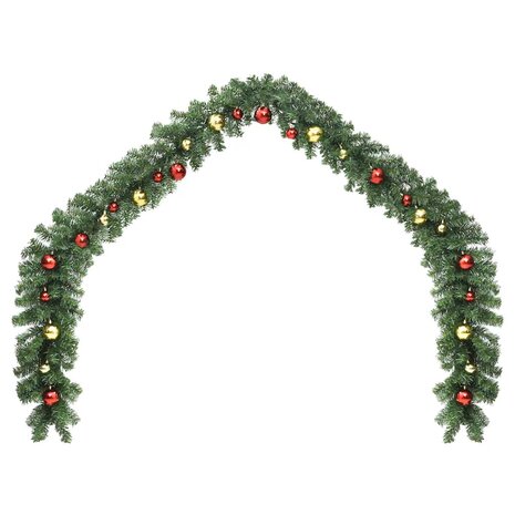 Kerstslinger versierd met kerstballen en LED-lampjes 20 m 2